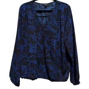 Women's Blue Floral Blouse by Hawthorne XL